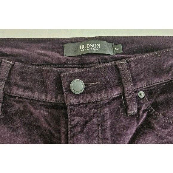 HUDSON Nico Midrise Skinny Purple Ombre Velvet Cropped Ankle Pants Sz 30 Stretch - Picture 5 of 9